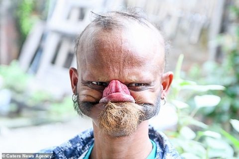 Nepalese Man claims to be only person in the world who can lick their forehead !